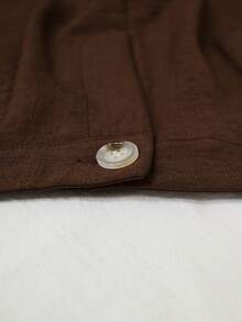 Flora Isola Flora Isola 女款夏季刺繡兩件套，清爽亞麻感無袖上衣與短褲套裝，刺繡立領無袖上衣兩件套，休閒日常通勤穿搭 - 棕色 - 查看 7