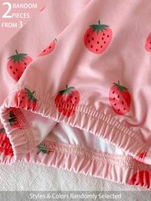 [2pcs Randomly Sent]Newborn Pink Multi-Color Strawberry & Colorful Floral Pattern Long Sleeve Pajamas 2pcs Set - Multicolor - View 5