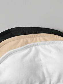 SHEIN Tween女孩簡約舒適親膚加墊抹胸內衣3件組，白色，四季適用 - 彩色 - 查看 3