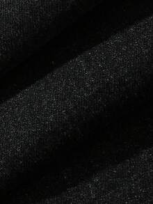 FRIFUL Atasan Wanita Serbaguna: Celana Jeans Denim dengan Kancing Saku dan Ujung Bawah Melebar serta Tepi Kasar - Hitam - View 3