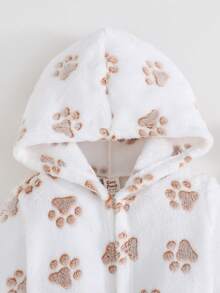 Cozy Pixies 女嬰卡通圖案保暖內裡加厚連帽長袖前綁帶睡袍，保暖內裡加厚，適合冬季，睡袍 - 杏色 - 查看 4