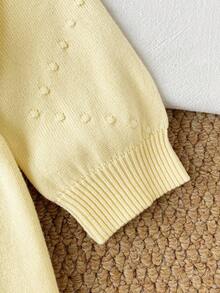 SHEIN Baby Girl Colorblock Patchwork Ruffle Long Sleeve Cute Knitted Dress - Yellow - View 9