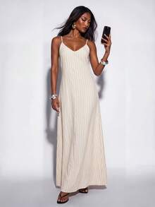 Normani Women's Backless Beaded Strap Casual Mini Dress - Apricot - View 8