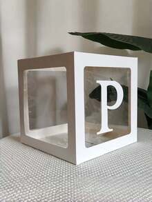 1/5Pcs Clear Balloon Box With Alphabet Letters – 27/1pc Letter Set, Transparent Acrylic Party Decor For Birthday, Bridal Shower, Gender Reveal - White - View 26