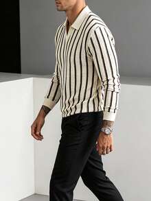 Manfinity Dauomo Men's Casual Striped Long Sleeve T-Shirt, Spring/Autumn - Apricot - View 6