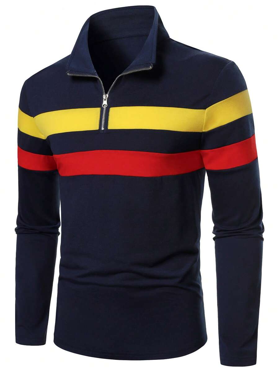 Manfinity Homme 男士拼色休閒日常短袖 Polo 衫 - 彩色 - 查看 1