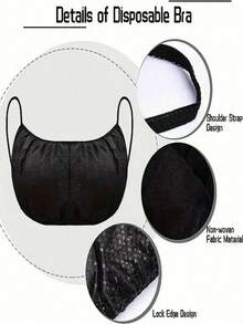 20pcs/50pcs Disposable Non-Woven Bras, Tube Tops For Spa, Sauna And Beauty Salons, Assorted Colors. 20pcs Set Includes 10 Panties And 10 Bras, 50pcs Set Includes 25 Panties And 25 Bras - Black - View 5