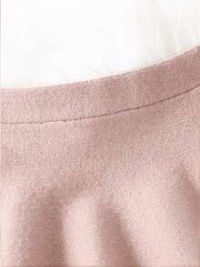 SHEIN Young Girl Solid Color Casual Daily Knit Mini Skirt Autumn Fall - Pink - View 6