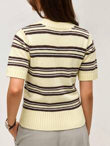 SHEIN Orluneo 新款春夏韩版休闲宽松个性条纹撞色针织女式上衣 - 彩色 - 查看 2