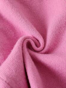 SHEIN Baby Girls Sweaters Autumn Winter Thick Chunky Knit Christmas Holiday Cute Duck Design Jacquard High Neck Raglan Sleeve Pullover Pastel Pink - Hot Pink - View 4