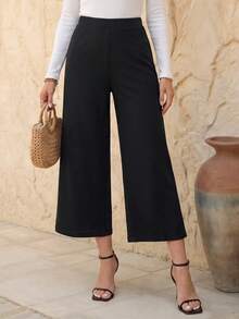 EMERY ROSE Pantalones acampanados de talle alto - Negro - Ver 4