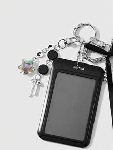 ROMWE Kawaii 1 Classic Retro Sweet And Cool Black CCB Bow Colorful Star Card Cover Star Card DIY Keychain Bag Pendant, Suitable For Daily Wear By Office Workers - Black-3 - View 8