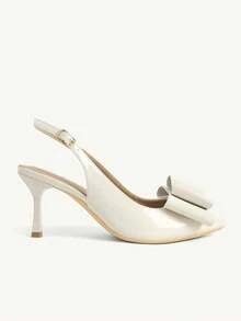 CUCCOO CHICEST Pointed Stiletto Beige Round Mouth Women's High Heels Shoes Fashionable Sexy Bow Four-Season Commuting Daily Versatile Simple Fall Shoes - Beige - View 5