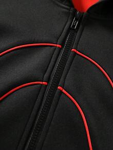 ROMWE MEN Men's Colorblock Split Design Streetwear Sweatshirt Hoodie Sweatshirt - Black - View 2
