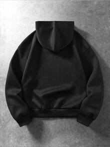 ROMWE MEN Men's Colorblock Split Design Streetwear Sweatshirt Hoodie Sweatshirt - Black - View 3