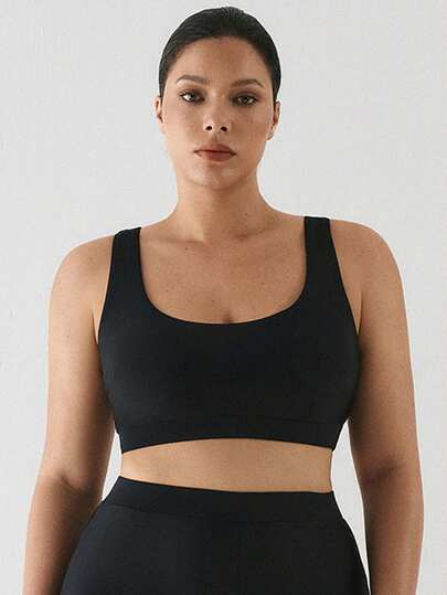 YARNWELL Plus Size Women Solid Color Casual Bikini Swimwear Top