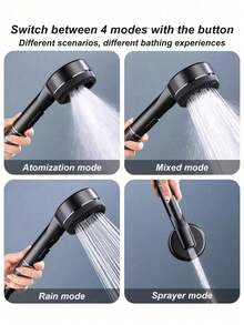 3Pcs New High Pressure Shower Head Set Multiple Modes Filter, 1.5m Full Plastic Hose& Punch-Free ABS Wall Mount Bracket - multicolor - View 2