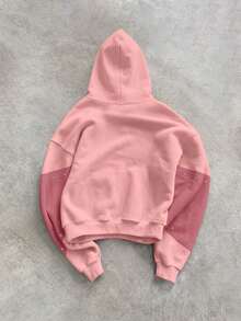 STEELVANCE Men's Letter Print Long Sleeve Loose Casual Hoodie Sweatshirt - Pink - View 3