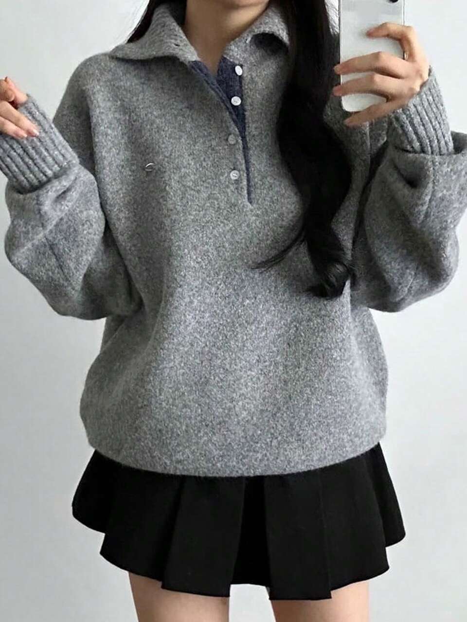 Women's Solid Color Loose High Neck Long Sleeve Metal Label Casual Vacation Spring Autumn Pullover Knit Sweater