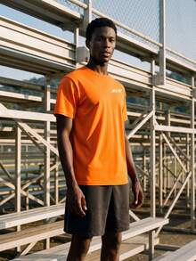 Gym Rark Men's Letter Print Short Sleeve Sports T-Shirt - Burnt Orange - View 5