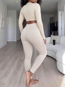 BamGleam Women's Seamless Sports Fitness Yoga Leggings/High Waist Tummy Control Butt Lift/Leg Hollow Line Design/Fashionable & Sexy/ - Grey - View 3