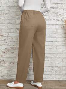 EMERY ROSE Solid Slant Pocket Pants - Khaki - View 2