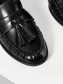 MOTF PREMIUM WOMEN'S AUTUMN AND WINTER BLACK LOAFERS RETRO BRITISH STYLE FASHIONABLE AND COMFORTABLE FLAT SHOES - Black - View 10