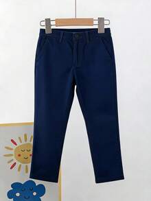 PANTALON DE GABARDINA CON BOLSAS TRASERAS - Azul - Ver 2
