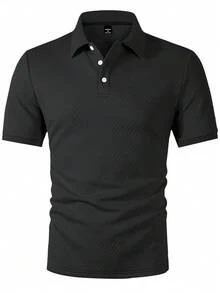 Calvornis 男士純色休閒日常穿著短袖 Polo 衫 - 深灰色 - 查看 4