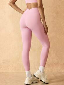 Silquee Women's Solid Color Seamless Sports Casual Yoga Leggings Spandex Shapewear  Date Night Party Festival Victoria Secret - Pink - View 5