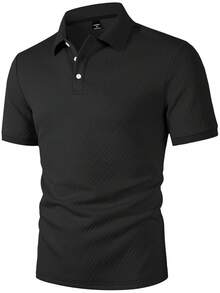 Calvornis 男士純色休閒日常穿著短袖 Polo 衫 - 深灰色 - 查看 5