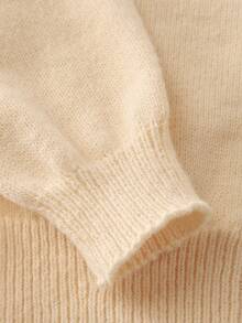 Genkimix Kids Girls' Fashion Casual Fresh Short Solid Color Autumn/Winter Hooded Knit Cardigan Sweater - Apricot - View 5