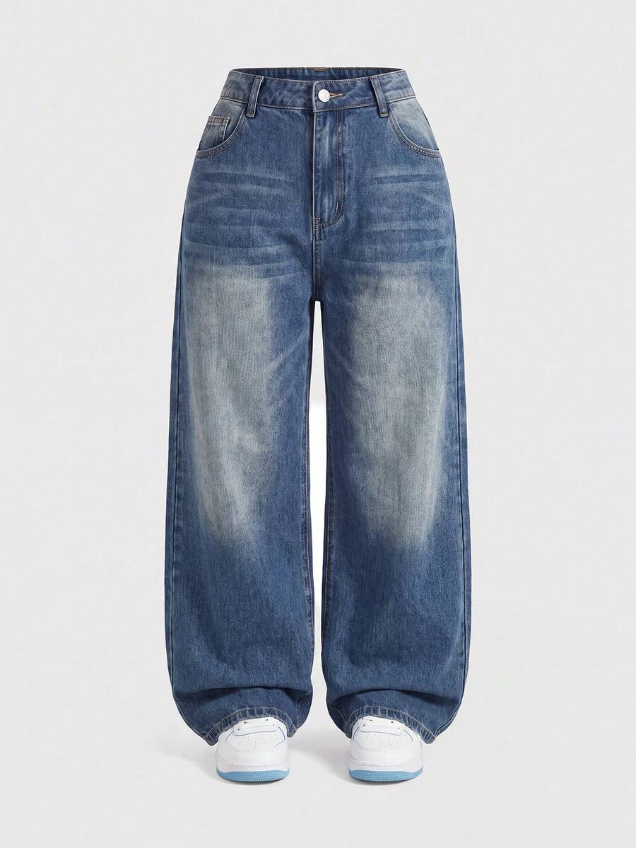 SHEIN MOD Plus Size Women's Casual Everyday Denim Jeans With Pockets And Buttons