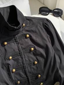 Comfortcana Women's Solid Color Long Sleeve Zip-Up Casual Jacket - Black - View 7