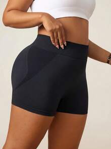 Velisys Velisys Women's Plus Size Solid Color High Waist Daily Fitness Sports Shorts - Black - View 5