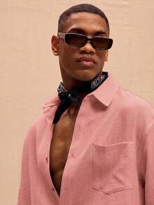 Musero Camisa de lino de manga larga y talla grande solo para primavera, verano, vacaciones y Pascua - Rosa vieja - Ver 5