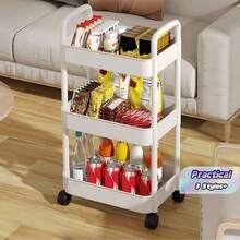 1pc 2/3/4/5-Tier Rolling Storage Cart, Plastic Material, Multipurpose For Office, Kitchen, Bathroom, And Bedroom Organization Outdoor Decor - Car Storage Rack/Black - View 1