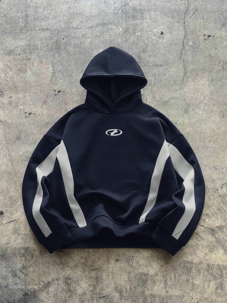 AXEPEAK 男士大尺碼連帽拼色休閒日常運動衫 - 彩色 - 查看 1