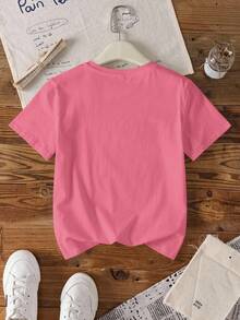 My Little Pony X SHEIN Tween Girl Cartoon Print Crew Neck Short Sleeve T-Shirt Fashion - White - View 2