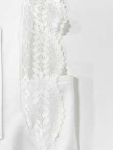 LUMIGAL Women Sporty White Zippered Lace-Trimmed Double-Pocket Sleeveless Hooded - White - View 4
