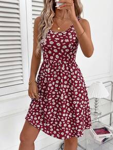 SHEIN Clasi 女款雛菊印花休閒無袖短洋裝 - 彩色 - 查看 4