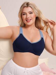 Nora Wilde 1pc Women's Plus Size Push-Up Supportive High Elasticity Bra - Blue - View 4