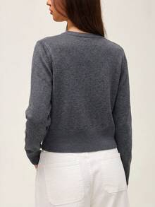 SHEIN Orluneo 女士时尚围巾毛衣配饰，适合秋季通勤 - 灰色 - 查看 4