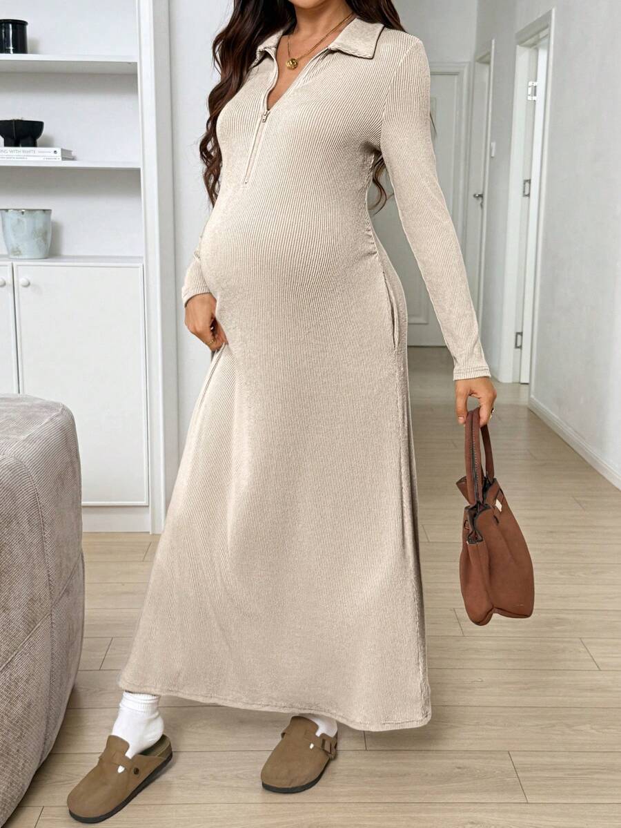 SHEIN Maternity Minimalist Chic Loose Fit Romantic Elegant Baggy Zipper ...