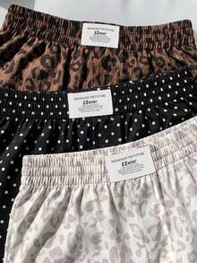 SHEIN EZwear 休閒大尺碼女款字母印花牛仔彈性腰短褲 - 彩色 - 查看 5