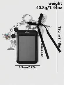ROMWE Kawaii 1 Classic Retro Sweet And Cool Black CCB Bow Colorful Star Card Cover Star Card DIY Keychain Bag Pendant, Suitable For Daily Wear By Office Workers - Black-3 - View 3