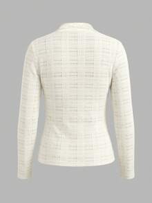 IslaSuriya Women's Lace Patchwork Neckline Tie-Front Top - Apricot - View 2