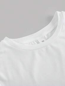 SHEIN Girlism تي شيرت بسيط وكاجوال بياقة مستديرة وأكمام قصيرة ضيق مناسب للصيف للفتيات المراهقات - متعدد الألوان - مشاهدة 3