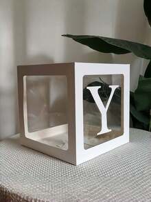 1/5Pcs Clear Balloon Box With Alphabet Letters – 27/1pc Letter Set, Transparent Acrylic Party Decor For Birthday, Bridal Shower, Gender Reveal - White - View 20