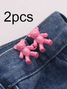 6/4/2Pcs Bear Pattern Sewing Buttons For Jeans, No-Sew Detachable Bear Waist Buckle Pants Waist Adjuster, Decorative Buttons For Skirts, Pants Waist Adjustable Buttons - Multicolor - View 10